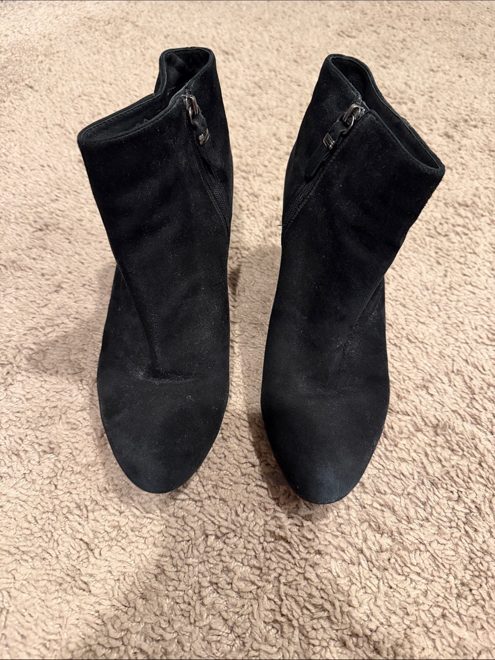 Via Spiga Black Suede Pointed Toe Ankle Booties